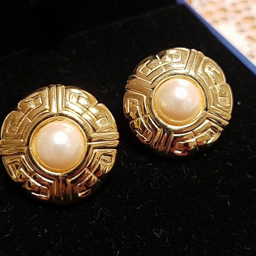 Givenchy Pearl and Gold Tone Earrings